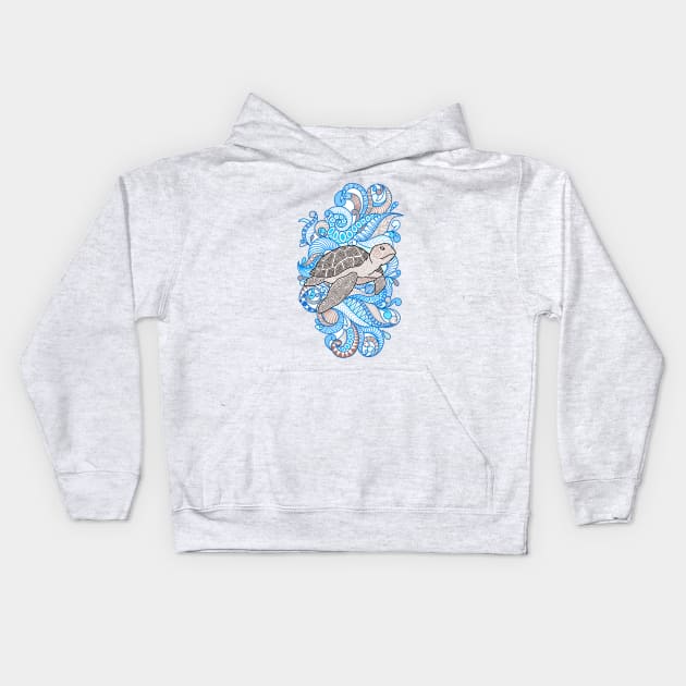 Turtle... just keeps swimming Kids Hoodie by paviash